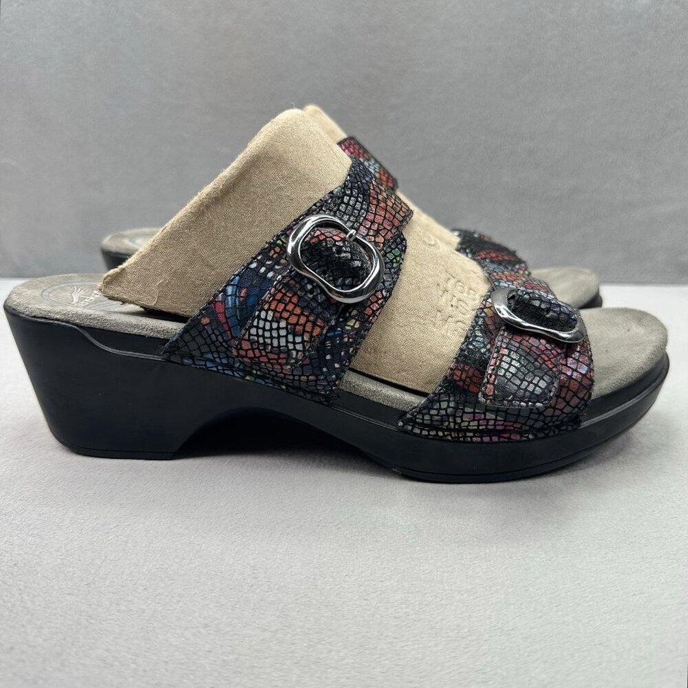 Womens 10.5-11 / EU‎ 41 Dansko Sophie Sandals Mosaic Snakeskin 2 Strap Slides